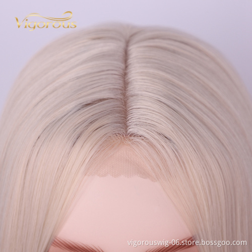 Heat Temperature Friendly Wholesale Fiber Hair Swiss U Part Long Straight Afro High Quality Synthetic Lace Front Wig